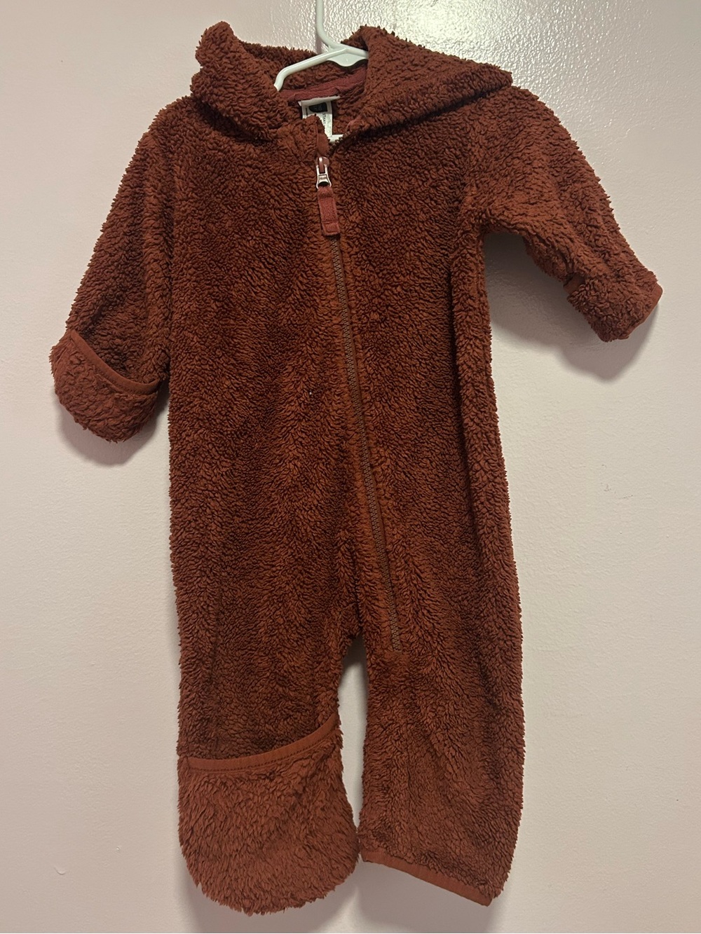 Hanna Andersson Brown Marshmallow Zip One Piece Sz 75 12-18 Mo